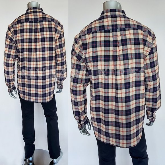 GUCCI SHIRT MENS CHECK EMBROIDERED x DISNEY DONALD DUCK COTTON LINEN sz 50 / L - Picture 10 of 16